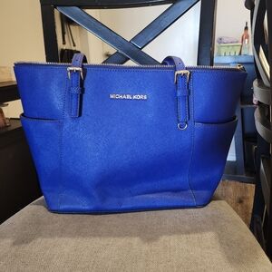 Michael Kors Blue Saffiano Leather Tote